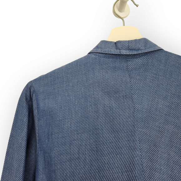 Vintage 90s Express Blue Pinstripe Office Siren Button Down Shirt S - Picture 6 of 8